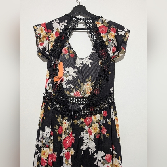 Women's summer Floral lace Maxi Dress Deep v- neck size M - Picture 12 of 13